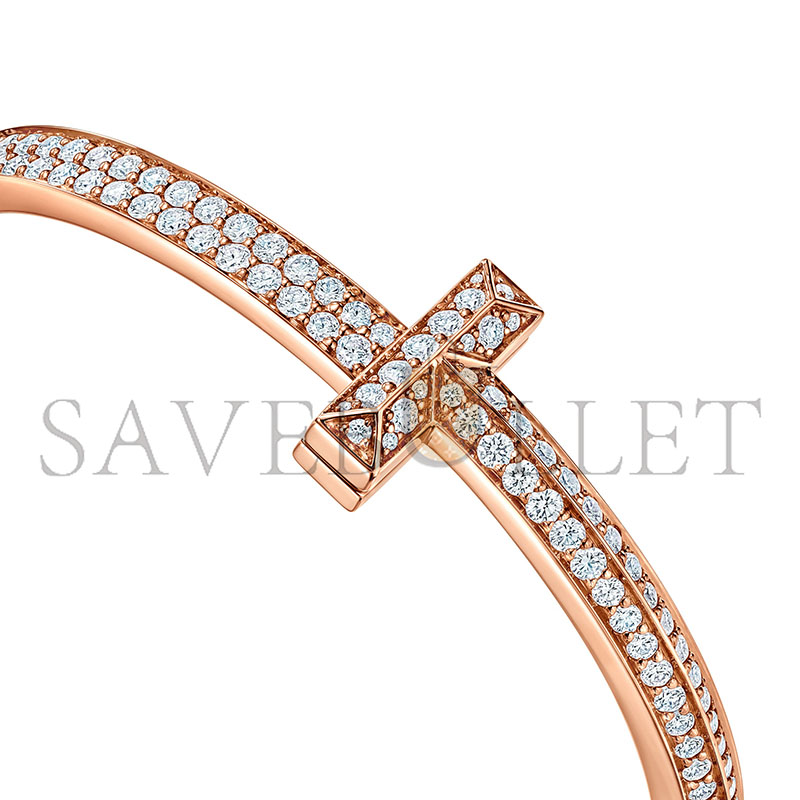 TIFFANY T1 WIDE DIAMOND HINGED BANGLE IN ROSE GOLD 68127289